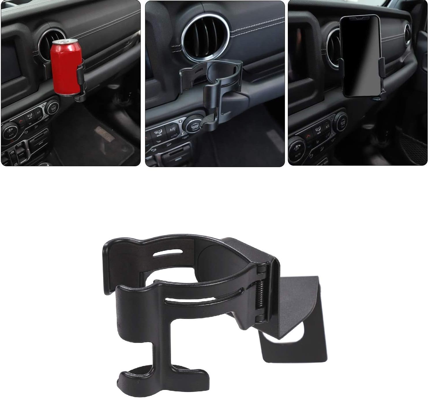 ZGAUTO Multi-Function Bolt-on Vehicle Mount Water Bottle Holder,Adjustable 2 in 1 Car Water Drink Cup & Cell Phone Stand Holder Air Vent Mount for Jeep JL Wrangler 2018