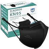 X-AOKOS Adjustable KN95 Masks, 5-Layer Disposable Respirator Masks with Adjustable Ear Loops, Individually Wrapped