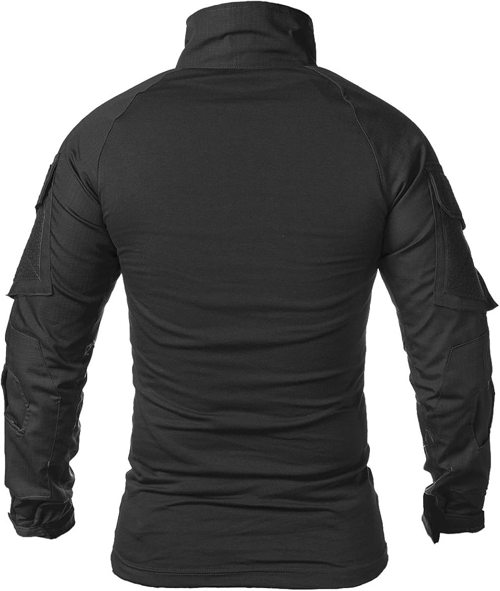 ReFire Gear Men's Military Tactical Army Combat Long Sleeve Shirt Slim Fit Camo T-Shirt with 1/4 Zipper: Clothing