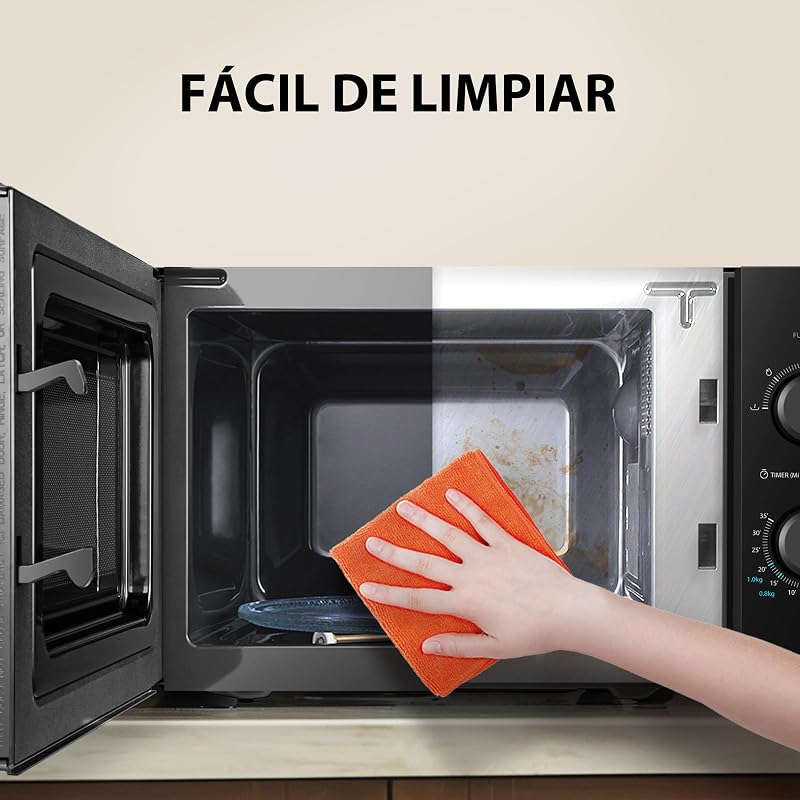 Microondas toshiba 20l mw2-mm20p (bk), micro-ondas independente, 800 w, 5 níveis de potência, com descongelamento fácil, iluminação led interna, preto