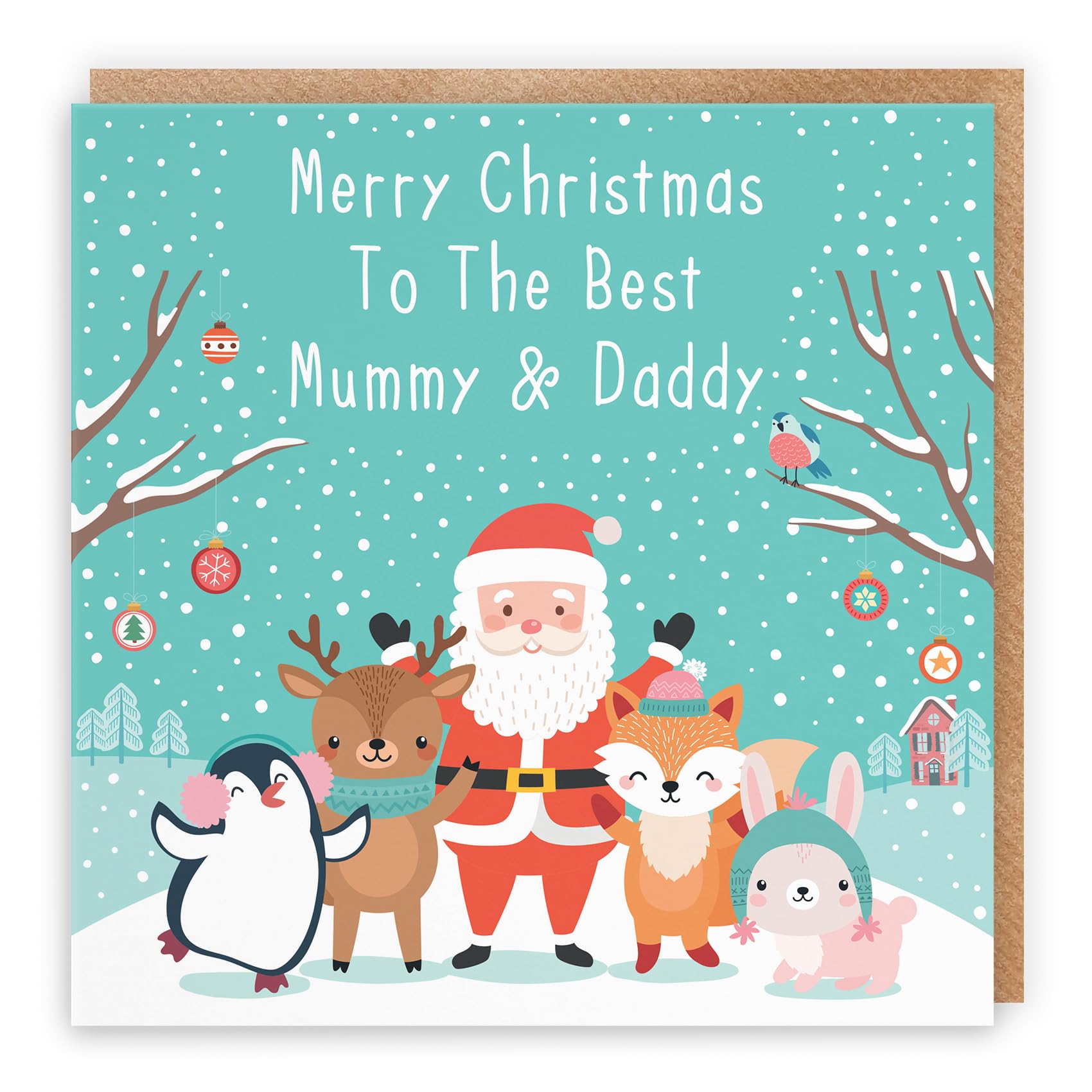 Hunts England - Mummy And Daddy Christmas Card - Merry Christmas To The Best Mummy & Daddy - Santa & Friends Collection - Fun Card — image 1