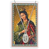 Oval St. Catherine of Alexandria Medal with Prayer Card
