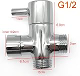 JZK 3-Way Shower Arm Diverter Valve 1/2 G1/2 Brass Chrome Plated view 2