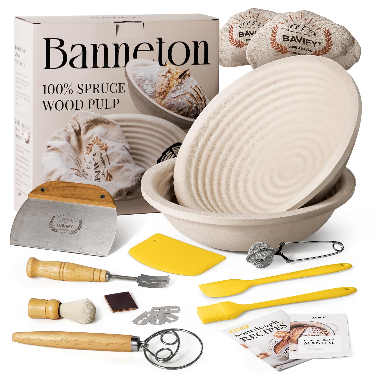 Wood Pulp Banneton Bread Proofing Basket Set 9 2 2LB Round Sourdough Wood Pulp Banneton Bread Proofing Basket Set 9 2 2LB Round Sourdough