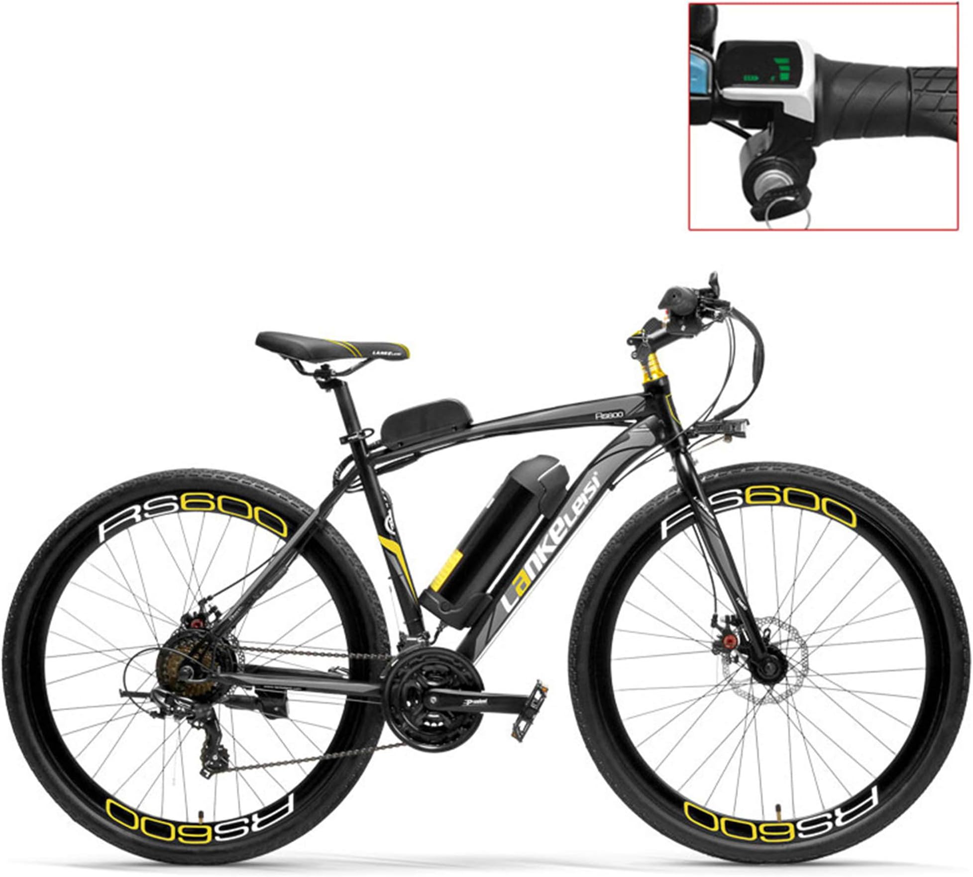 LANKELEISI RS600 700C Pedal Assist Electric Bike,36V 20Ah Battery,400W Motor, Aluminium Alloy Airfoil-shaped Frame,Both Disc Brake,20-35km/h, Road Bicycle