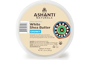 Ashanti Naturals White Chunky Raw Shea Butter | Unrefined African Shea Butter from Ghana | 100% Natural Moisturizer, No Additives - 10 oz