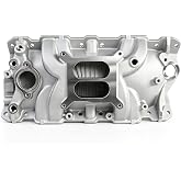 JGhyperX 2701 SBC Intake Manifold Dual Plane Aluminum for 262-400 V8 Silver | Compatible with Chevy Small Block 305 327 350 383 1955-1986 Idle-5,500 RPM