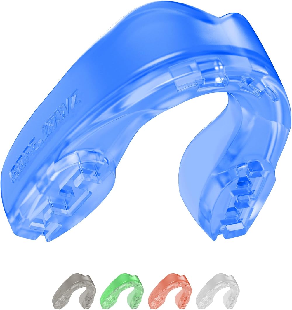 SAFEJAWZ Dual Layer Sports Mouth Guard Ice Blue Adult 12+ Case