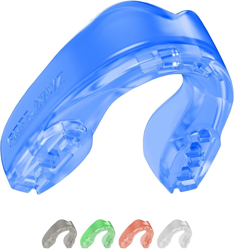 SAFEJAWZ Dual Layer Sports Mouth Guard Ice Blue Adult 12+ Case