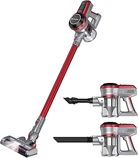 Hosome Akku Staubsauger kabellos 12000Pa beutelloser Stielstaubsauger 35 Minuten Laufzeit, LED Elektrobürste, Wandhalterung Ladestation, Stabstaubsauger geeignet für Hartboden Teppiche Auto Tierhaare