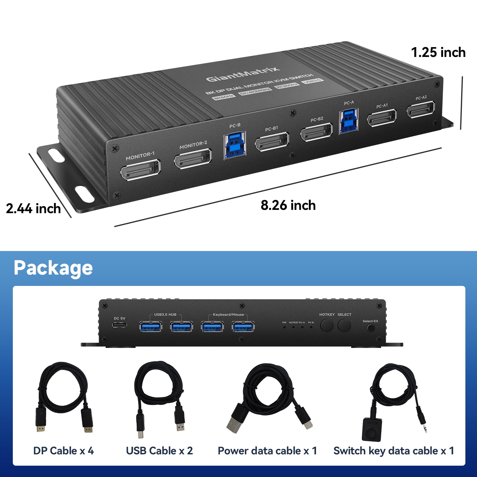kvm Switch 2 Monitors 2 Computers displayport 4K 144Hz Hotkey Switching