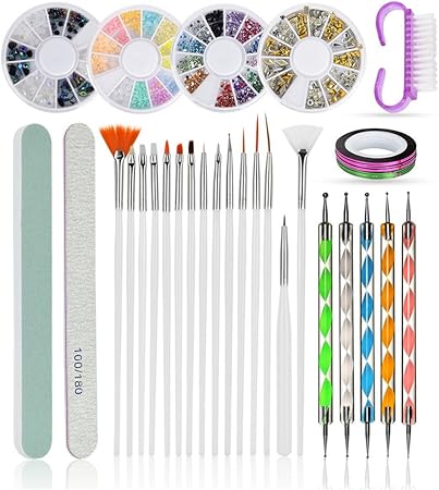 Amazon ネイルアートキット ネイルファイル ペン ブラシ テープ Diy マニキュア デコレーション Perfk ネイルアートキット 通販