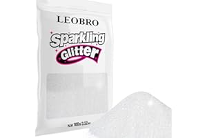 LEOBRO White Glitter, 100 g / 3.5 oz Holographic Fine Glitter for Crafts, Resin, Flowers, DIY Jewelry Party Christmas Decorations