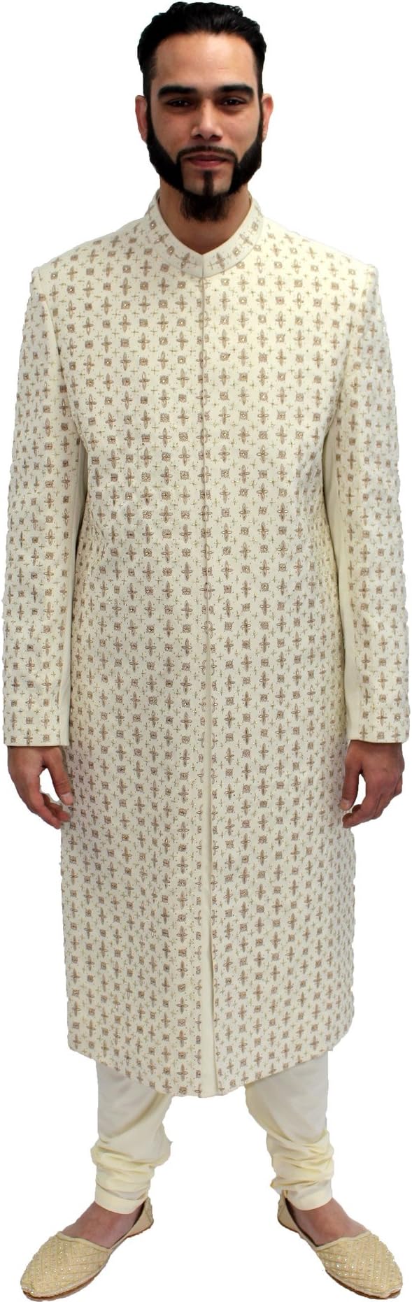 Zafar - Evergreen White Full Embroidered Sherwani, 42