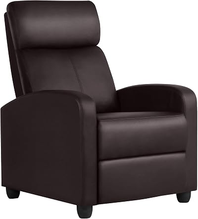 Yaheetech Recliner Armchair Brown PU Leather Footrest Adjustable Backrest Sofa