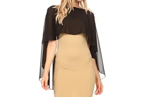 Sakkas Anya Women's Soft Chiffon Wedding Bridesmaid Bridal Cape Wrap Bolero Shrug