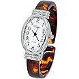Blekon Collections Women's Round, Oval, Rectangle Case Shapes Acrylic Tortoise Shell Color Design Cuff Bangle Watch