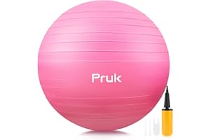 PRUK Exercise Ball Yoga Ball, Thick Anti-Slip Pilates Ball for Pregnancy Birthing, Workout and Core Training, Anti-Burst Fitness Ball with Air Pump, Suitable for Home Gym Office