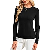 SimpleFun Womens Fall Sweaters Wool Blend Lightweight Long Sleeve Basic Crew Neck Pullover Sweater Tops Dressy Casual