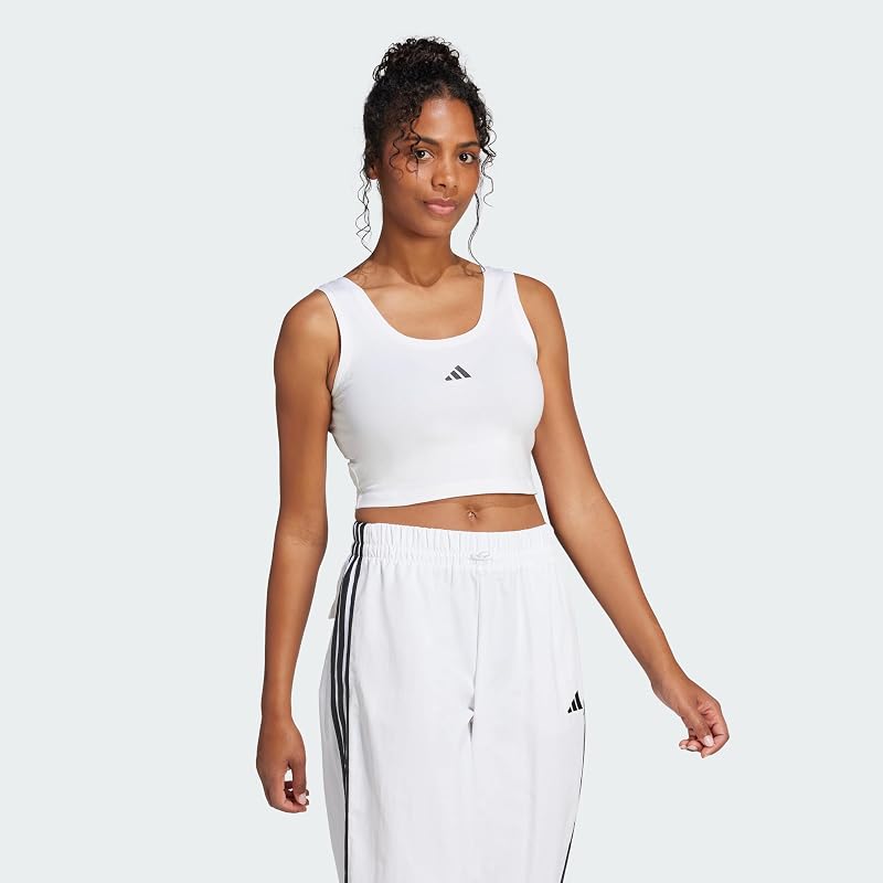 Women's Essentials Pequeno Logótipo Cotton Lifestyle Shirt de Alças, Branco/Preto, S — foto 4 de 8