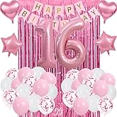 Sweet 16 Party Decorations Pink, 16th Birthday Decorations for Girls, Pink Sweet 16th Birthday Party Decoration for Her, 16th Happy Birthday Banner, for Girls Women 16th Birthday Party Supplies