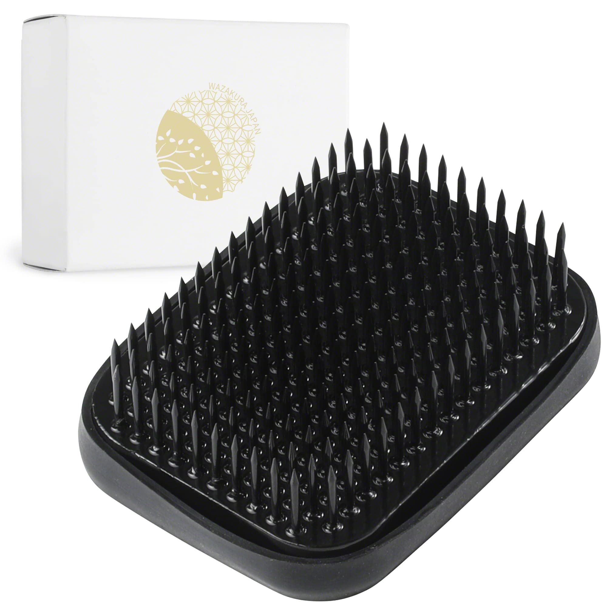 Wazakura Black Ikebana Kenzan Flower Holder 2.6" (68mm) Rectangular Square, Made in Japan Flower Arranging Accessories Pin Frog Tool - Black Rectangular Brass Kenzan 2.6" (68mm)