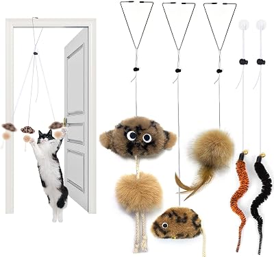 Aidiyapet Door Hanging Cat Toy Catnip Interactive Self-Play Grey