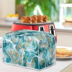 Coldinair Teal Gold Marble Print 4 Slice Toaster