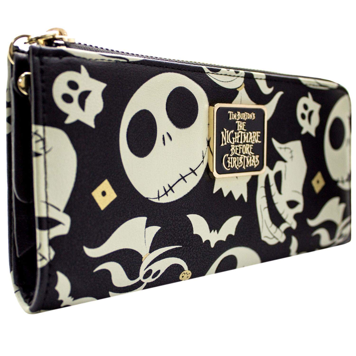 Nightmare Before Christmas Jack Oogie and Zero Metal Emblem Purse Clutch Coin Pocket & Card Holder, Black