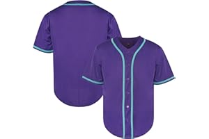 TKJPYWYH Blank Baseball Jersey Button Down Shirts,Men's Hip Hop Plain Short Sleeve Sports T Shirts S-3XL