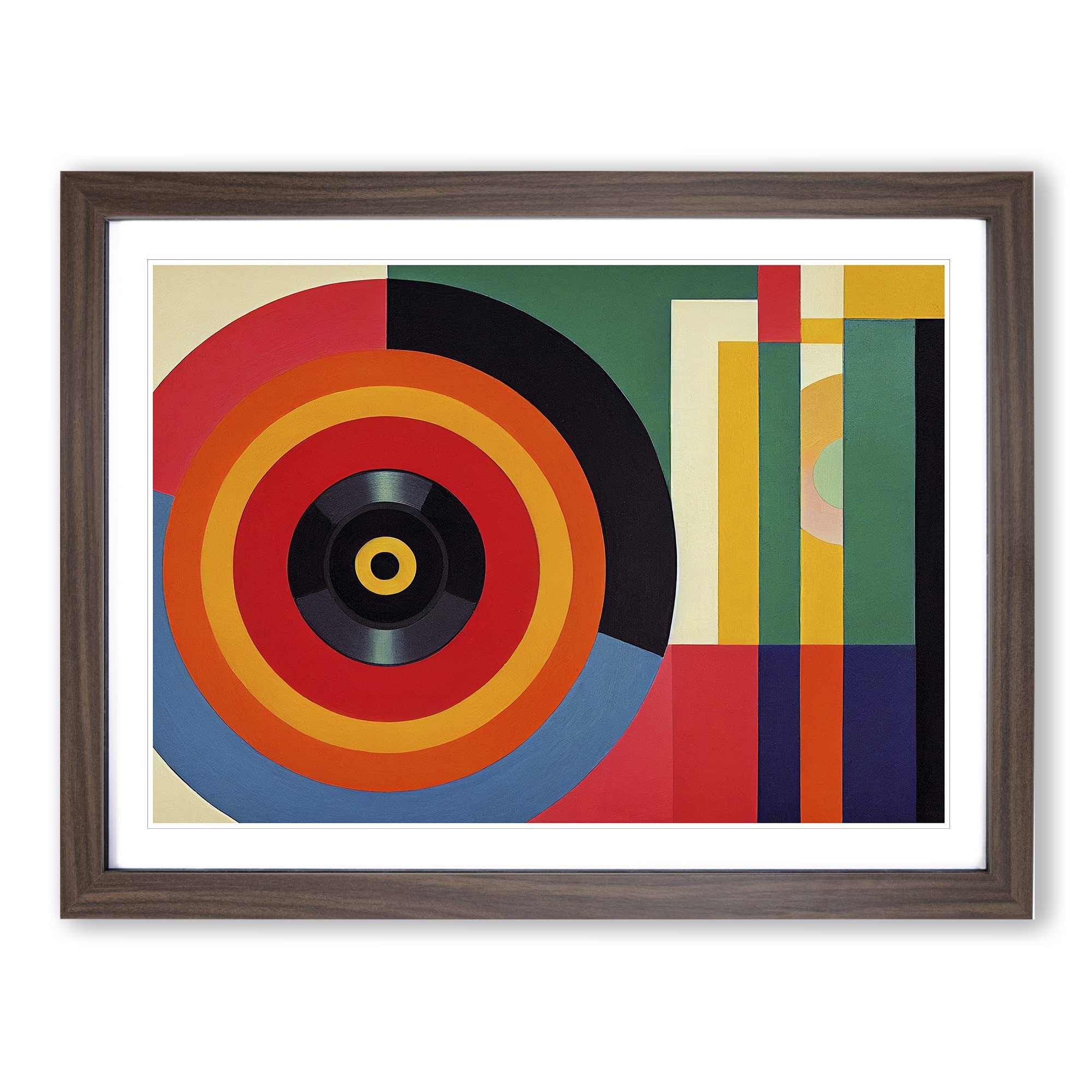 Abstract Vinyl Record Art Vol.1 Framed Print | A4 Walnut Framed Wall Art | Ready to Hang | Abstract Fantasy Picture | Living Room Bedroom Lounge Office