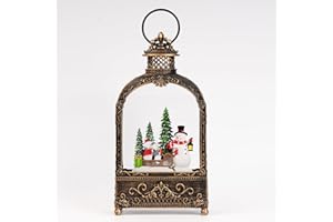 ZQQLITE Christmas Snow Globes Lantern Christmas Snow Globe with Music Snowman Sledding,6H Timer,USB Lined Operated Lighted Lantern for Christmas Festival Decoration Gifts