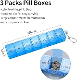 Ninoclar 3 Pack 7 Day Pill Box Organiser Weekly Dispenser White Pink Blue view 2
