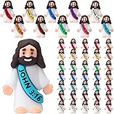Bememo 50 Pcs Little Jesus Figures Original Design Rubber Mini Jesus Toys for Hide and Seek Religious Party Favors Easter Egg Stuffers Sunday School Craft Baptism Gifts(John 3:16)