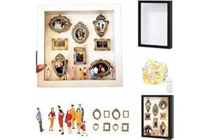 DIY Mini Museum Silhouette Box, Shadow Box Frame Display Case, Personalized Photo Shadow Boxes Display with Light, Mini Figur
