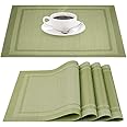 IHUIXINHE Placemats, Placemats for Dining Table Set of 4, Heat-Resistant Washable PVC Table Mats Durable Woven Vinyl Kitchen Table Mats