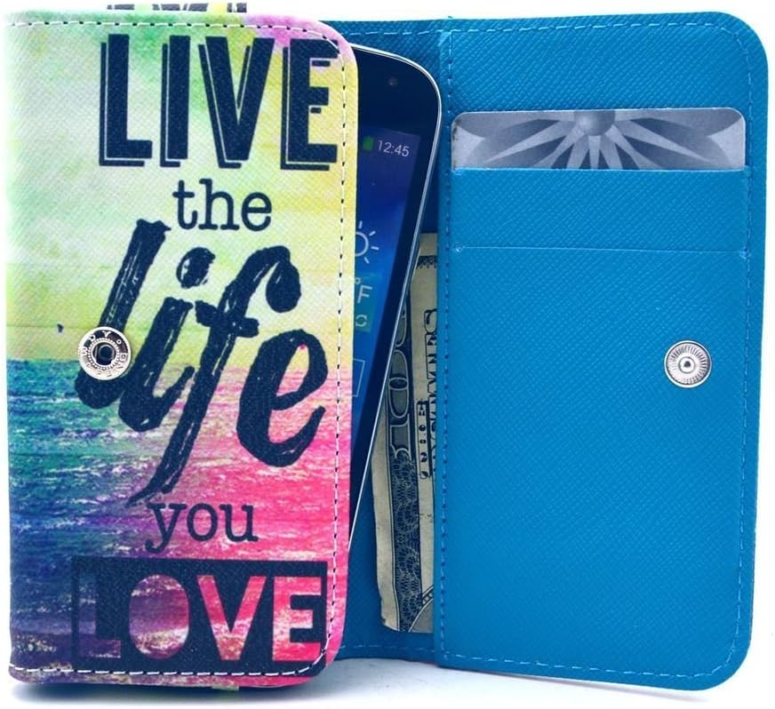 Orbic Slim Case,Universal Wallet Clutch Bag Carrying Flip Leather Smartphone Case with Card Slots for Orbic Slim 5.0 Inch-Live the Life You Love Style