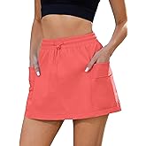 luvamia Skorts for Woman High Waisted Pull On Elastic Waist Cargo Pockets Quick Dry Hiking Tennis Sports Skirt Shorts