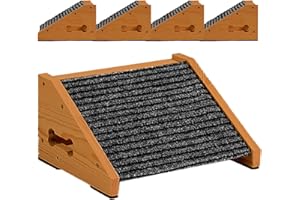 LITAIL Dog Ramps for Stairs, Wooden Pet Ramp Stairs for Small Medium Dogs, Non-Slip Dog Pet Steps for Any Staircase, Stair Ramp for Injured Dogs with Anti-Slip Strip, 4 Pack