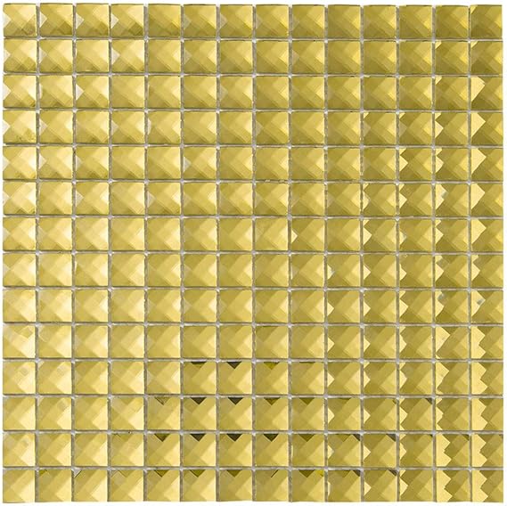 Soulscrafts Beveled Mirror Glass Mosaic Tile Gold 12x12 Inch for