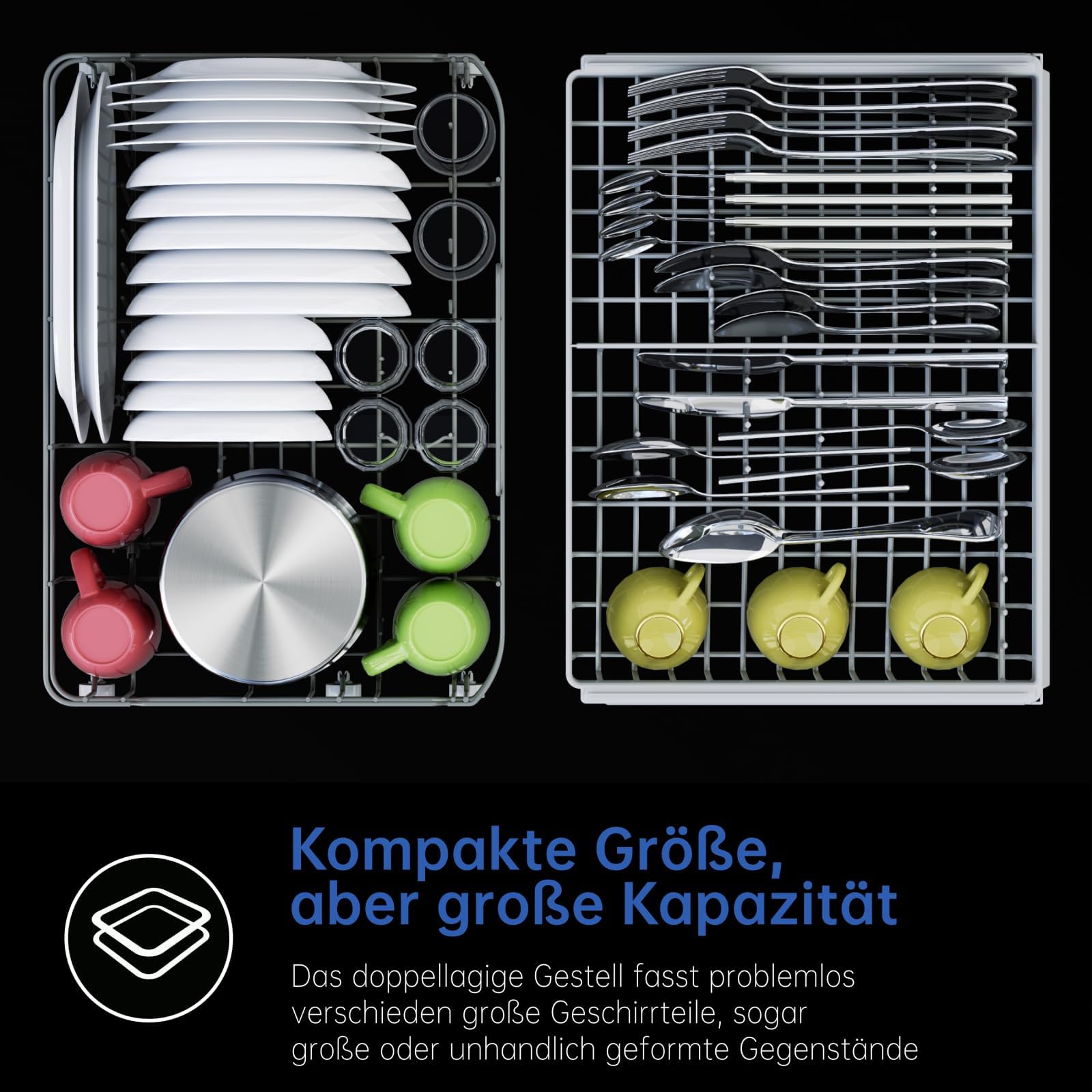 AIRMSEN Tischgeschirrspüler Mini Geschirrspüler mit Weichwasseranlage, 7+2 Programmen & 5L Wassertank, Kompakte Spülmaschine mit/ohne Wasseranschluss, Ideal für Wohnungen Wohnmobil Weiß 6