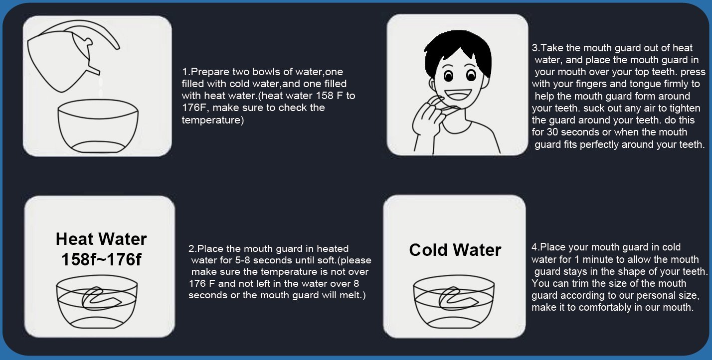 Professional Dental Sleep Mouth Guards - Pack of 6 - Eliminates Teeth Grinding Clenching Bruxism TMJ, BPA-Free Custom Mouldable Snore Night Guards Mouthpiece for Youth Women Men Boys Girls Adult