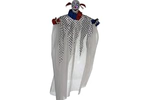 Haunted Hill Farm Life-Size Scary Animatronic Clown with Touch Activated Lights and Sounds, Battery Operated Indoor or Covered Outdoor Halloween Decoration