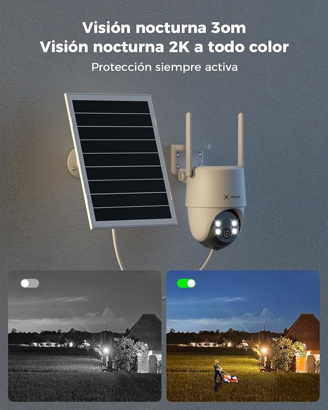 24/7 Grabación AOV 4G Camara Vigilancia SIM Exterior Solar Sin WiFi