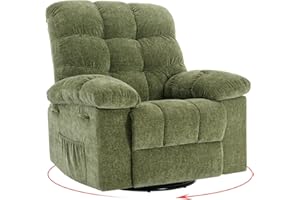 GarveeHome Rocking Recliner Chair, 360° Swivel Rocker Chair for Living Room, Upholstered Fabric Glider Nursery Chair with Side Pockets for Small Spaces, q235 Steel Frame Lazy Boy Recliner Single Sofa