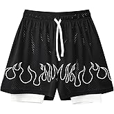 DIOTSR Mens Graphic Basketball Shorts Retro Athletic Running Shorts Streetwear Designer with Pockets