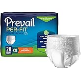 Prevail Per-Fit Daily Protective Underwear, Unisex Adult Disposable Diaper for Men& Women, Extra Absorbency, 2X-Large, 68"-80" Waist, 80 Count Case