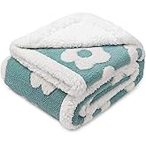 Luciphia Waterproof Pet Blanket for Medium Large Dogs Washable Fluffy Thick Jacquard Shag Fleece Warm Sherpa 3D Textured Flower Print for Cats Puppy Couch Protection (Blue,40x28 inches)