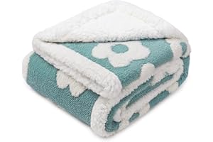 Luciphia Waterproof Pet Blanket for Medium Large Dogs Washable Fluffy Thick Jacquard Shag Fleece Warm Sherpa 3D Textured Flower Print for Cats Puppy Couch Protection (Blue,40x28 inches)