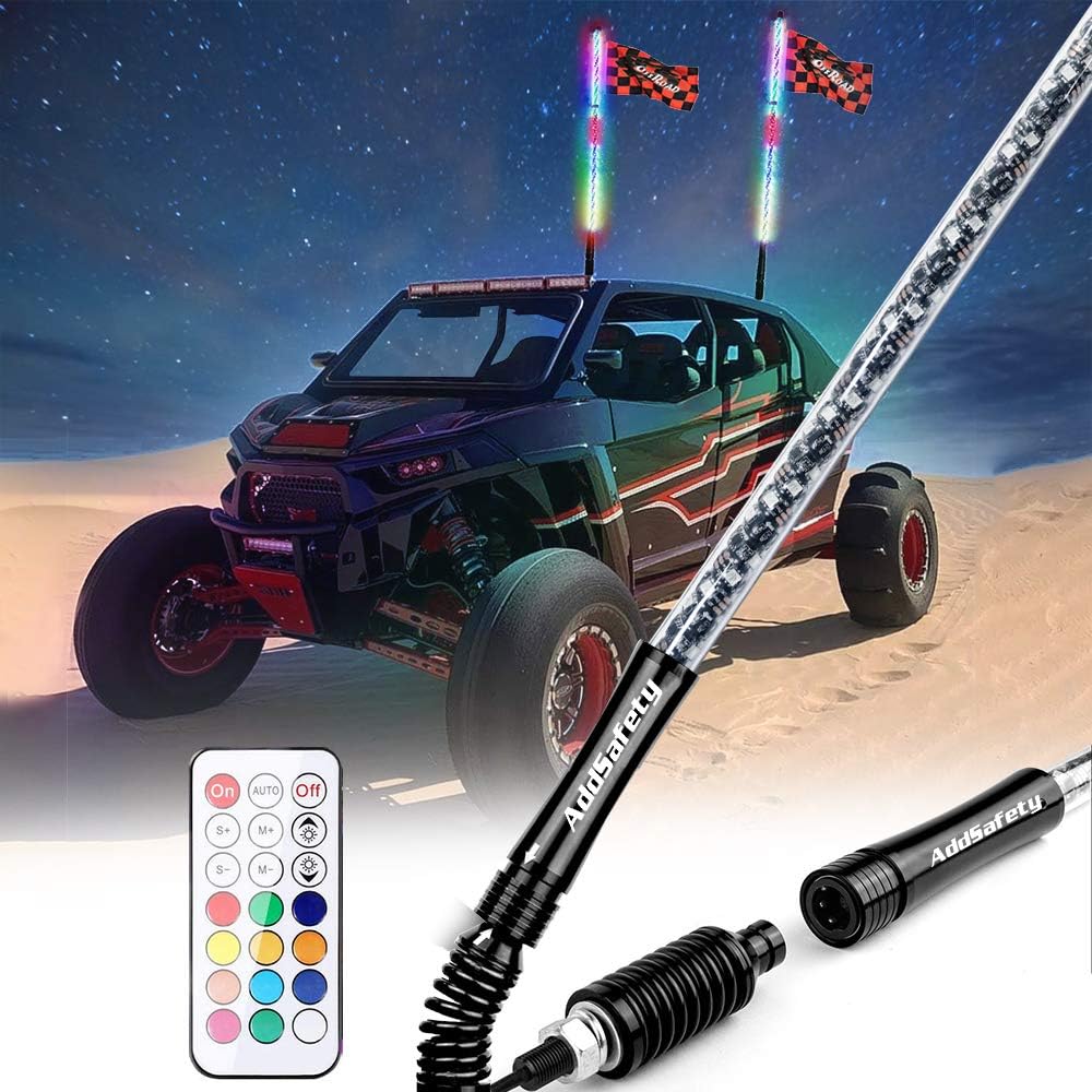 AddSafety 4FT RF Remote Controll 360° Sprial LED Whips light With